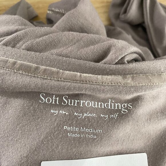 Soft Surroundings Top Medium Petite Beaded Taupe Rayon Blend NWT TP-2380 - Picture 6 of 7